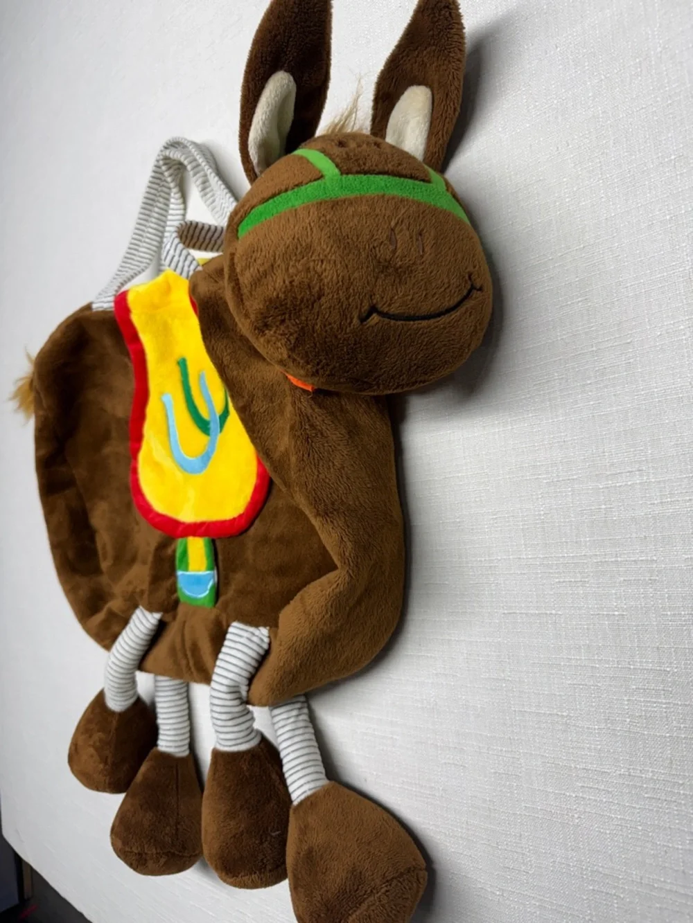 Kids Brown Plush Horse Shoulder Bag with Yellow Saddle